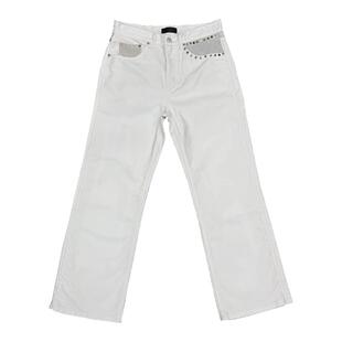 TBR高端线法工白色鼹鼠皮拼皮elegant版型牛仔裤