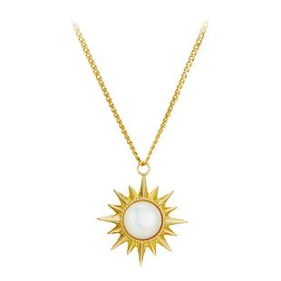 MITHAOL光芒白贝母吊坠项链女高级轻奢小众银镀18k金锁骨链送女友