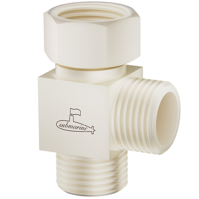 奶油白三通角阀一分二全铜转接头