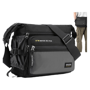 单肩包男2026新款男士休闲斜挎包简约背包牛津布挎包大容量男包