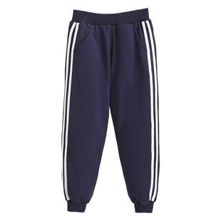 中小学生校服裤子藏青色儿童羽绒裤男童外穿藏蓝色保暖女童运动裤