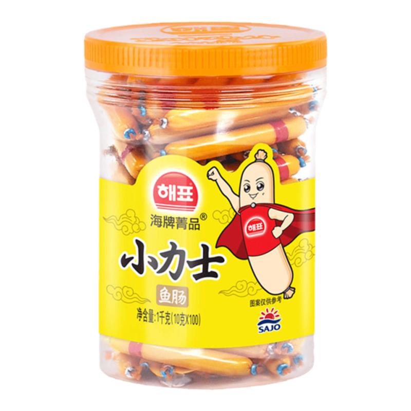海牌菁品小力士魚腸鱈魚腸兒童韓國進(jìn)口小魚腸即食桶裝1kg