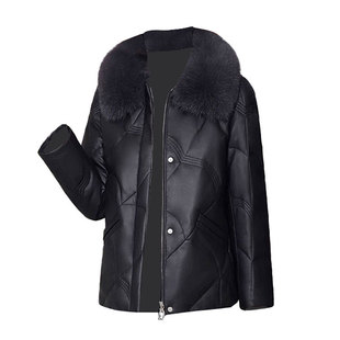 海宁皮衣外套女加厚2025新款冬装小个子短款真狐狸毛领皮棉袄上衣