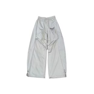 薄/加绒多巴胺工装裤男女潮牌刺绣褶皱痞帅休闲裤夏季户外弯刀裤