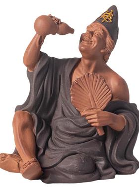 醉酒济公陶瓷摆件禅意家居装饰