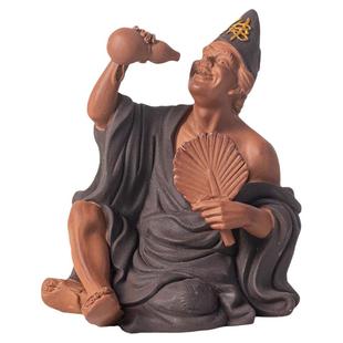 醉酒济公佛像摆件陶瓷人物雕像降龙罗汉禅意家居博古架桌面装饰品