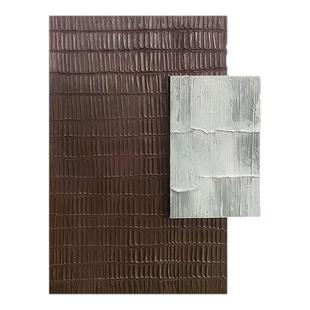 棕白刻痕现代木雕手绘肌理感装饰画客厅餐厅玄关卧室实物装置画