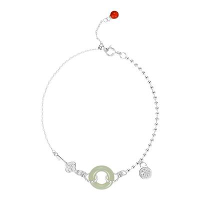 LNIEER女925纯银和田玉手链