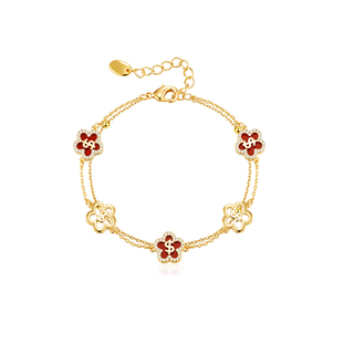 AJIDOU阿吉豆有钱花手链招财花手饰女款四叶草首饰新年本命年串珠