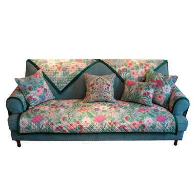 清新花卉四季春意盎然沙发垫复古