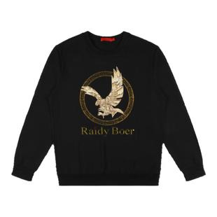 Raidy Boer/雷迪波尔男装春夏镭射飞鹰棉莫代尔混纺圆领卫衣6013