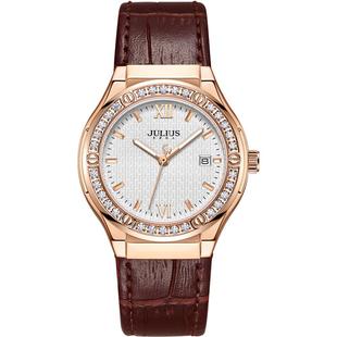 聚利时手表女2026新款官网正品小众轻奢锆石日历小香风女表1395