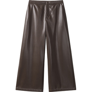 【播奥莱】播商场同款复古PU皮裤女冬新机能宽松阔腿裤BDR4KD3954