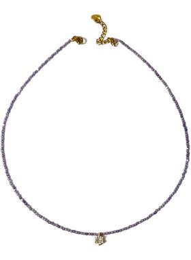 薰衣草紫色系满天星锆石项链法式天鹅颈百搭水晶项链精致锁骨链
