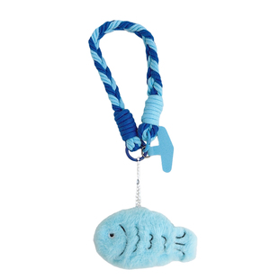 ins可爱蓝色毛绒小鱼公仔手机挂件四股短款编织挂绳适用于手机壳卡通学生女款包挂饰钥匙扣链ccd便携手腕挂链