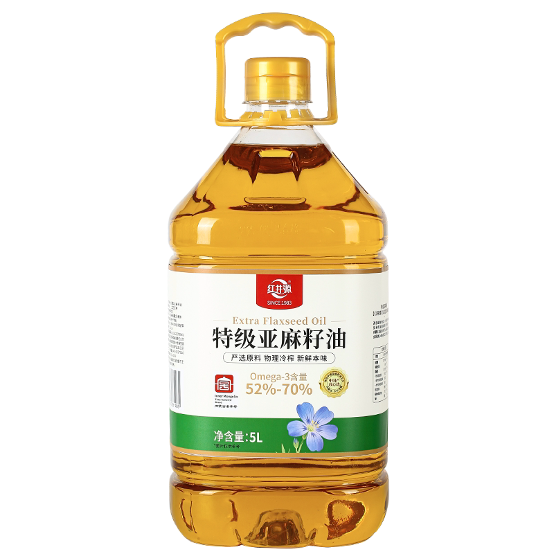 红井源亚麻籽油特级5L内蒙古正宗一级冷榨孕妇家庭高亚麻酸食用油