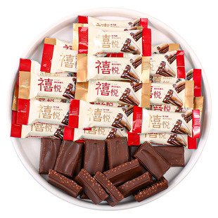 禧悦脆米牛奶夹心巧克力散装小零食结婚喜糖糖果批发(代可可脂)