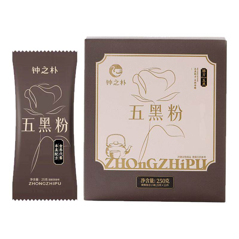 钟之朴五黑粉旗舰店现磨黑豆黑米黑芝麻糊五谷杂粮粉核桃营养早餐