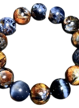 彼得石手链蓝色手串闪电纹直播