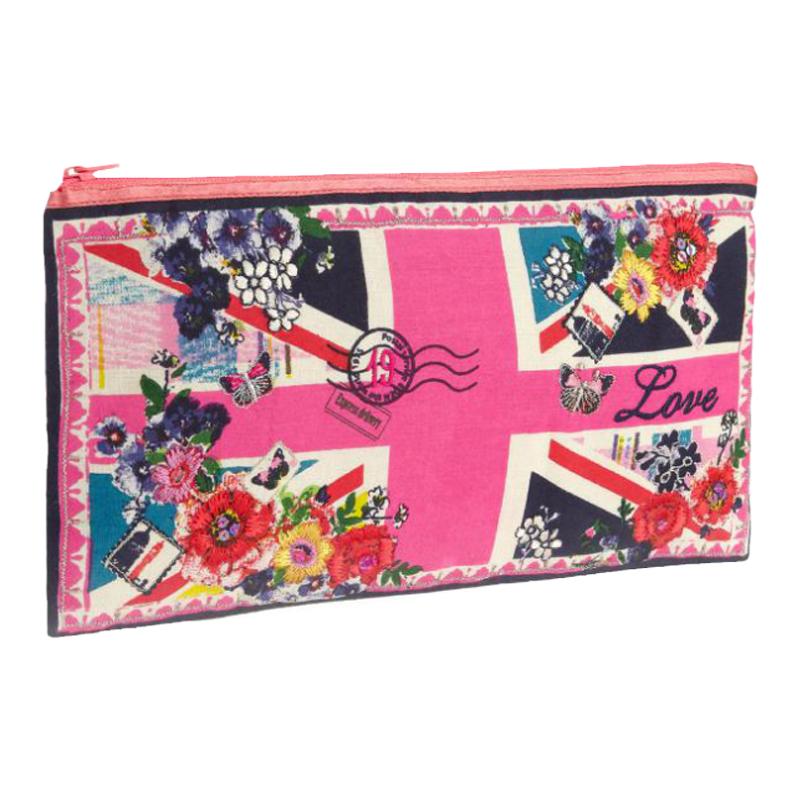 英国本土品牌代购 accessorize学生邮戳印花米字旗笔袋杂物包布袋