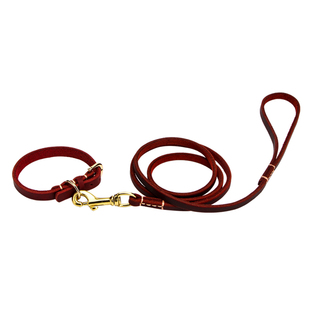 新品定制牛皮猫咪项圈刻字吊牌防丢狗狗牵引绳小型犬泰迪宠物用品