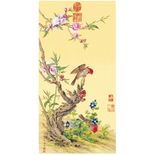 郎世宁花鸟图新品十字绣2025新款绣客厅小件竖版玄关名画手工刺绣