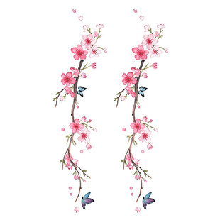 小众国风枯枝寒梅彩色纹身贴粉色小纹身贴高级感纹身贴女防水持久