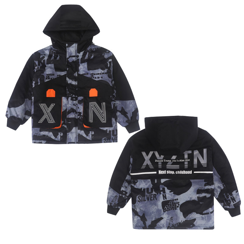 童装男童冬季加绒加厚迷彩派克服