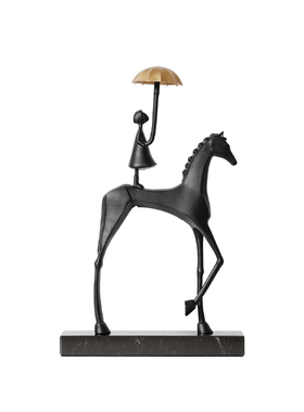 金属马背女孩打伞酒柜装饰品摆件