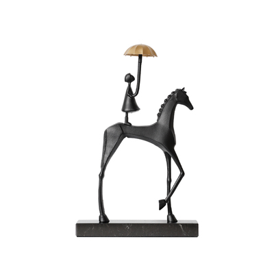 金属马背女孩打伞酒柜装饰品摆件