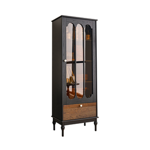 法式复古全实木酒柜客厅靠墙边柜美式小型电视边柜家用玻璃展示柜