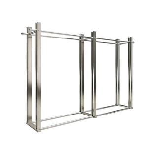 高档服装店中岛架双排桦木海洋板展示架落地式不锈钢陈列挂衣货架