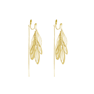 金色镂空树叶蚊香盘耳夹无耳洞女长款流苏耳线耳坠轻奢秋冬款耳饰