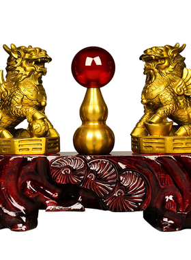 黄铜招财貔貅麒麟摆件客厅旺宅