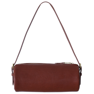 猴子家 “秋日圆舞曲”头层植鞣牛皮复古圆筒包 单肩斜挎枕头包