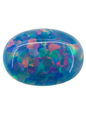 蛋形平底素面人造湖蓝色红炫彩澳宝OPAL 椭圆形欧泊宝石裸石 OP01