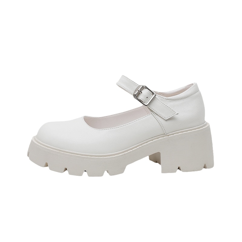 爱格琳小皮鞋女夏季薄款日系jk厚底粗跟白色蝴蝶结法式玛丽珍鞋