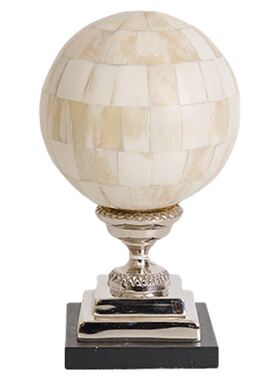 印度进口牛骨马赛克球体摆件