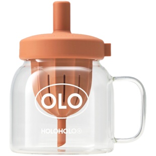 holoholo玻璃杯家用耐高温茶水分离杯子女高硼硅吸管杯大容量水杯