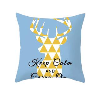 北欧简约暖黄ins风抱枕套靠枕靠垫麋鹿马午睡黄蓝色沙发客厅床头