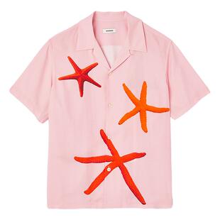 SANDRO Outlets秋冬男装法式时尚休闲简约清新海星印花衬衫上衣