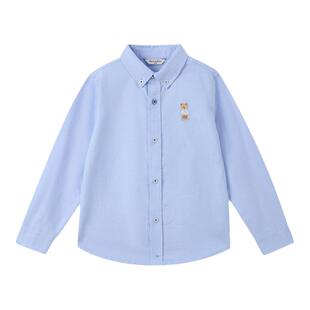 PawinPaw卡通小熊童装春夏男童简约风纯棉长袖翻领衬衫