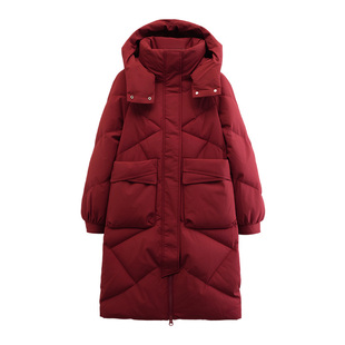 雅鹿正品中长款女士连帽羽绒服女款25宽松鸭绒超保暖时尚休闲百搭