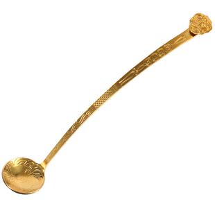 梅林笔庄水盂水丞手工铜舀水勺研磨墨加水书法国画墨汁调墨水勺仿古如意铜勺文房四宝注水砚滴笔洗铜水勺