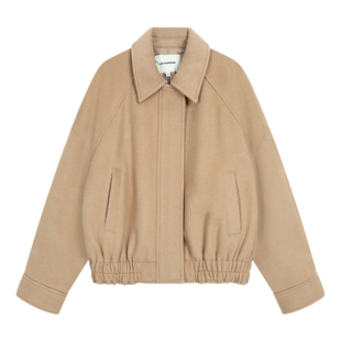pusumede 飞行日记 复古廓形毛呢夹克外套女松弛感短款呢子上衣