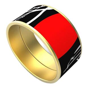 欧美风女士时尚手绘珐琅宽手镯女彩绘烧釉手环景泰蓝首饰礼物红色