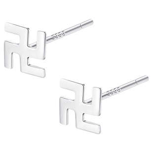 JXRXs999纯银万字佛耳钉女2025新款爆款养耳洞耳环新中式足银耳饰