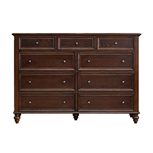 美式实木九斗柜客厅靠墙斗橱中古轻奢卧室法式复古抽屉储物收纳柜