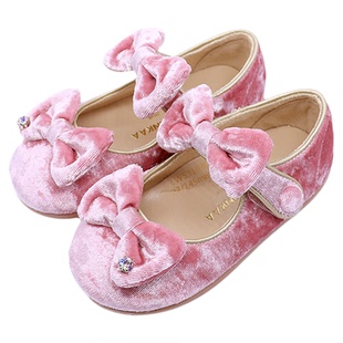 little winkaa童鞋2026春季新款双蝴蝶结软底优雅公主鞋舞蹈鞋女