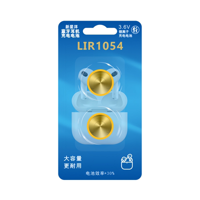 LIR1054蓝牙耳机3.6V45mAh充电钢壳纽扣电池助听器电池无线极耳机